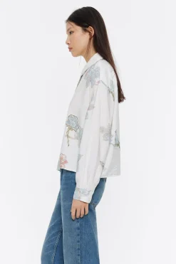 Mujer BIMBA Y LOLA Camisas<Camisa Boxy Birds Marfil