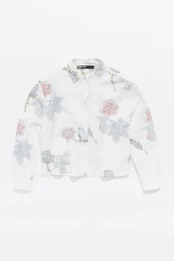 Mujer BIMBA Y LOLA Camisas<Camisa Boxy Birds Marfil