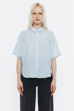 Mujer BIMBA Y LOLA Camisas<Camisa Capa Corta Azul Claro