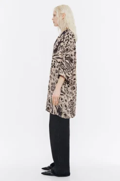 Mujer BIMBA Y LOLA Camisas<Camisa Oversize Fluida Animal Mix Camel