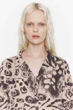 Mujer BIMBA Y LOLA Total Look<Camisa Oversize Fluida Animal Mix Camel