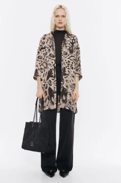 Mujer BIMBA Y LOLA Total Look<Camisa Oversize Fluida Animal Mix Camel