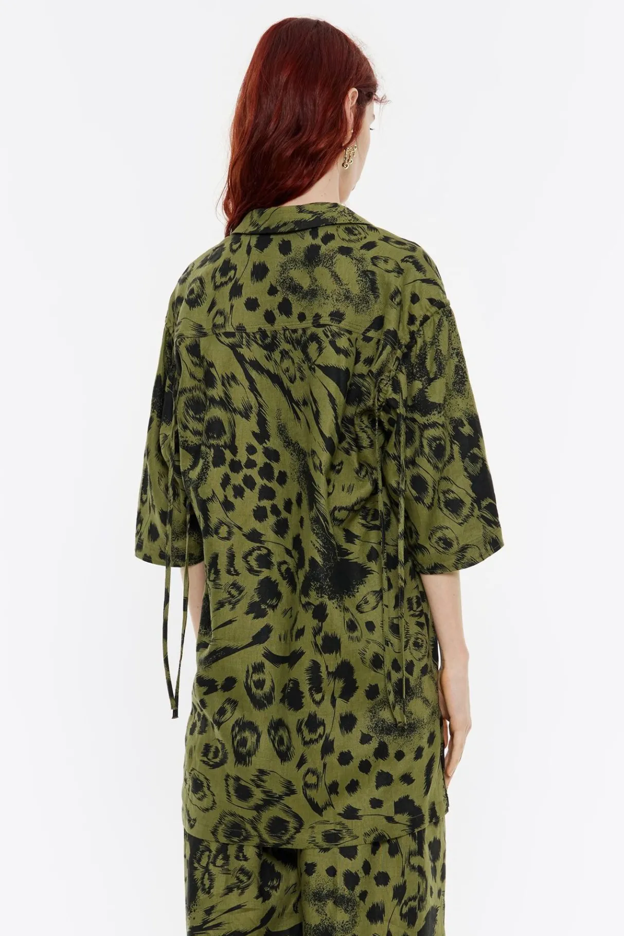 Mujer BIMBA Y LOLA Total Look<Camisa Oversize Lino Animal Mix Verde