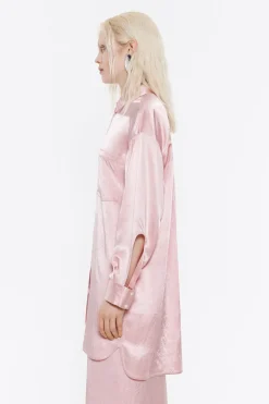 Mujer BIMBA Y LOLA Camisas<Camisa Oversize Saten Rosa