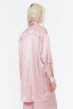 Mujer BIMBA Y LOLA Camisas<Camisa Oversize Saten Rosa