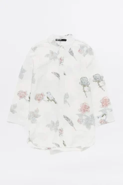 Mujer BIMBA Y LOLA Camisas<Camisa Recta Birds Marfil