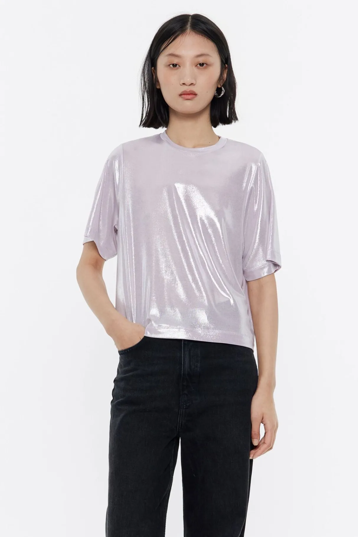 Mujer BIMBA Y LOLA Camisetas<Camiseta Boxy Metalizada Lila