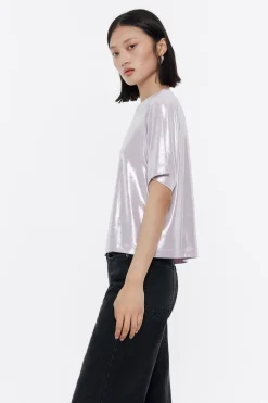 Mujer BIMBA Y LOLA Camisetas<Camiseta Boxy Metalizada Lila