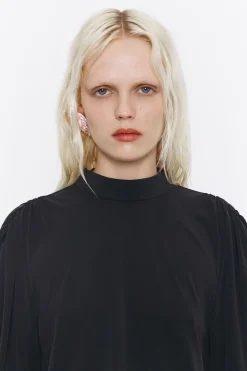 Mujer BIMBA Y LOLA Camisetas<Camiseta Hombros Fruncidos Negro Lavado