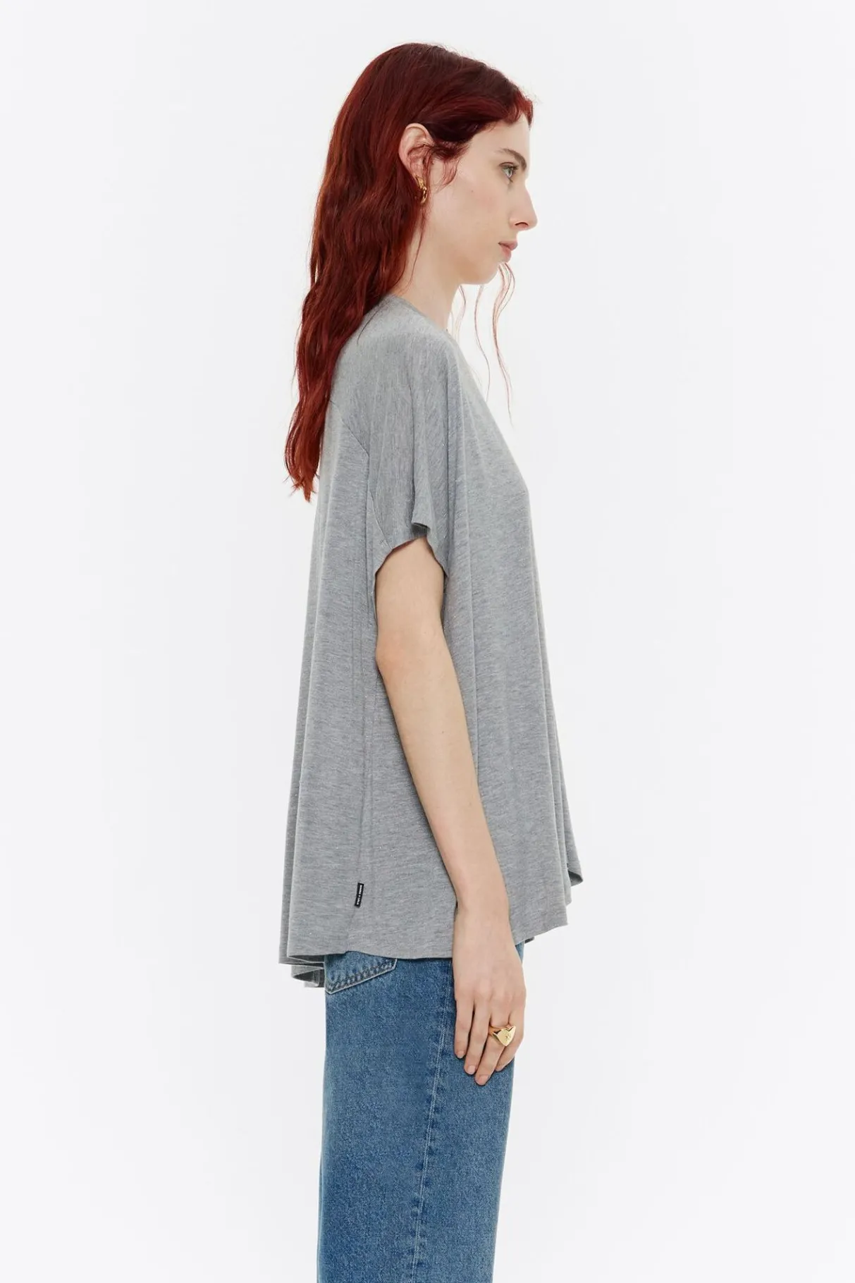Mujer BIMBA Y LOLA Camisetas<Camiseta Oversize Larga Lurex Gris