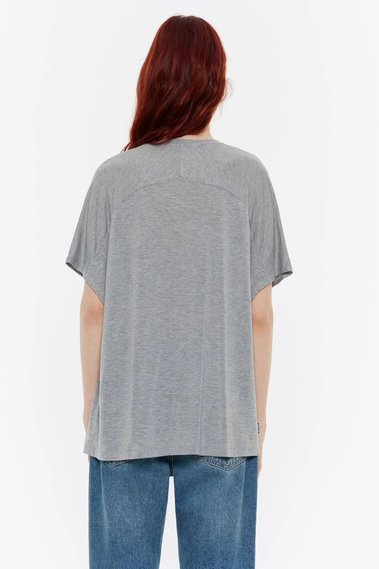 Mujer BIMBA Y LOLA Camisetas<Camiseta Oversize Larga Lurex Gris