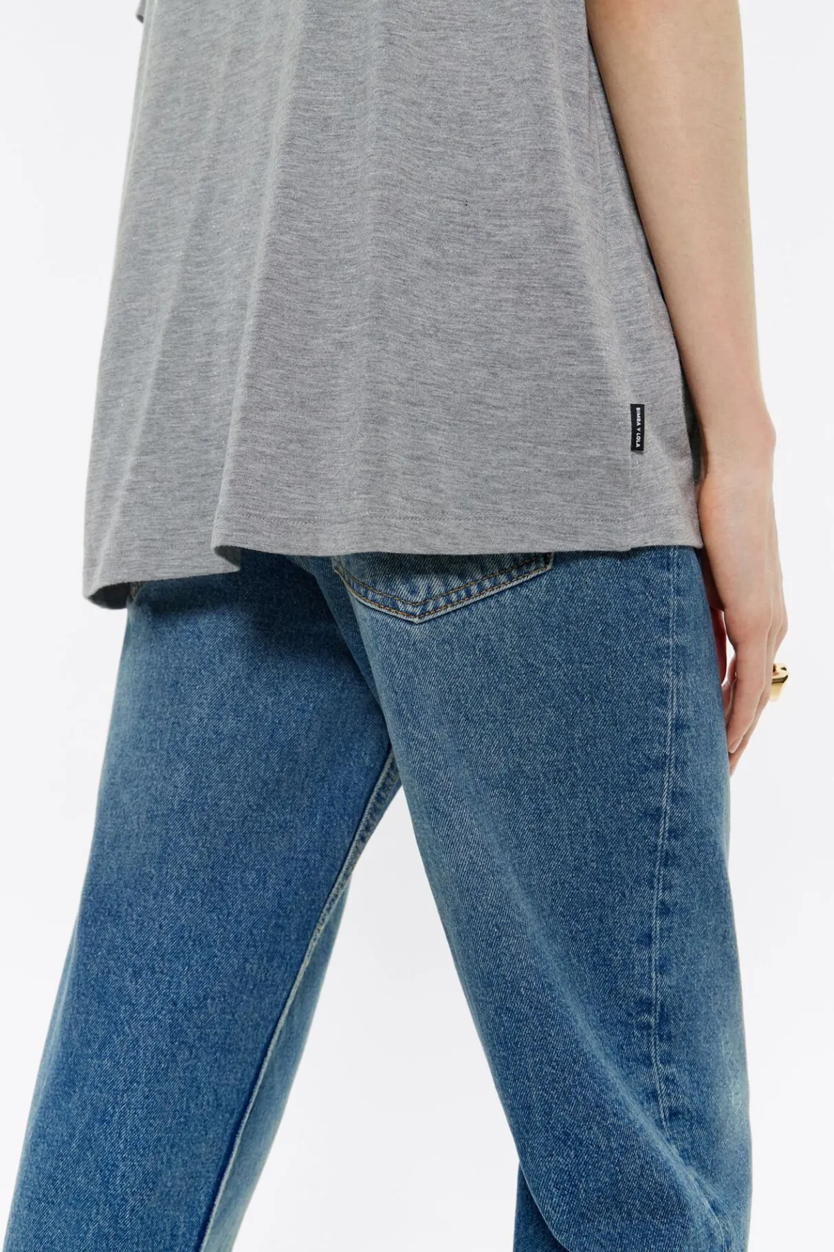 Mujer BIMBA Y LOLA Camisetas<Camiseta Oversize Larga Lurex Gris