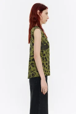 Mujer BIMBA Y LOLA Camisetas<Camiseta Recta Animal Mix Verde