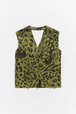 Mujer BIMBA Y LOLA Camisetas<Camiseta Recta Animal Mix Verde