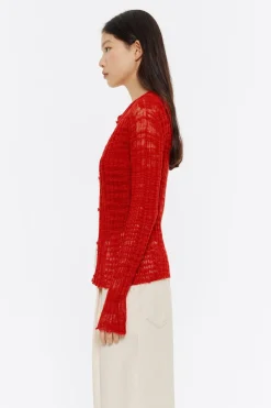 Mujer BIMBA Y LOLA Punto<Cardigan Ajustado Punto Rojo