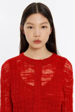 Mujer BIMBA Y LOLA Punto<Cardigan Ajustado Punto Rojo