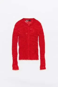 Mujer BIMBA Y LOLA Punto<Cardigan Ajustado Punto Rojo