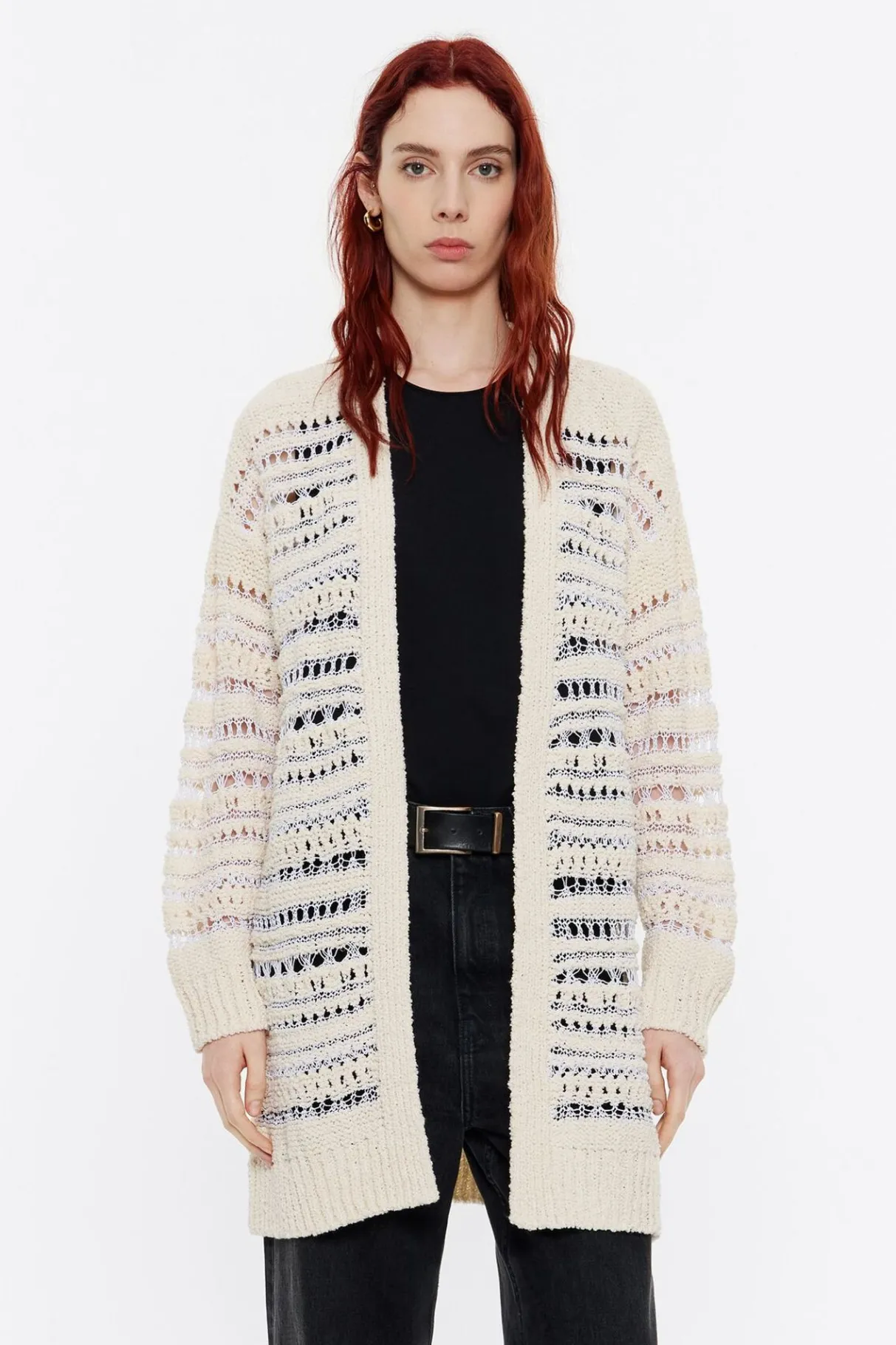 Mujer BIMBA Y LOLA Punto<Cardigan Desagujado Marfil