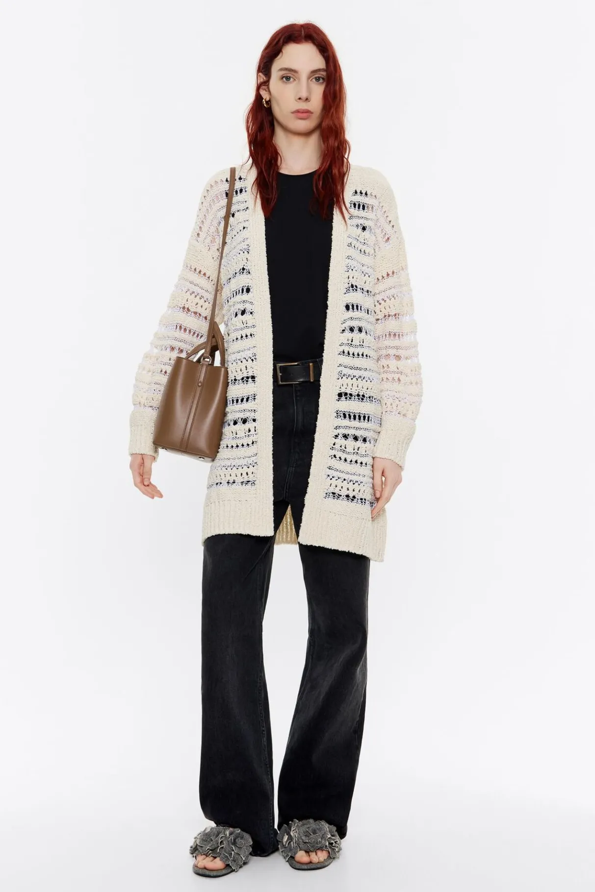 Mujer BIMBA Y LOLA Punto<Cardigan Desagujado Marfil