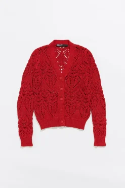Mujer BIMBA Y LOLA Punto<Cardigan Recto Punto Calado Rojo