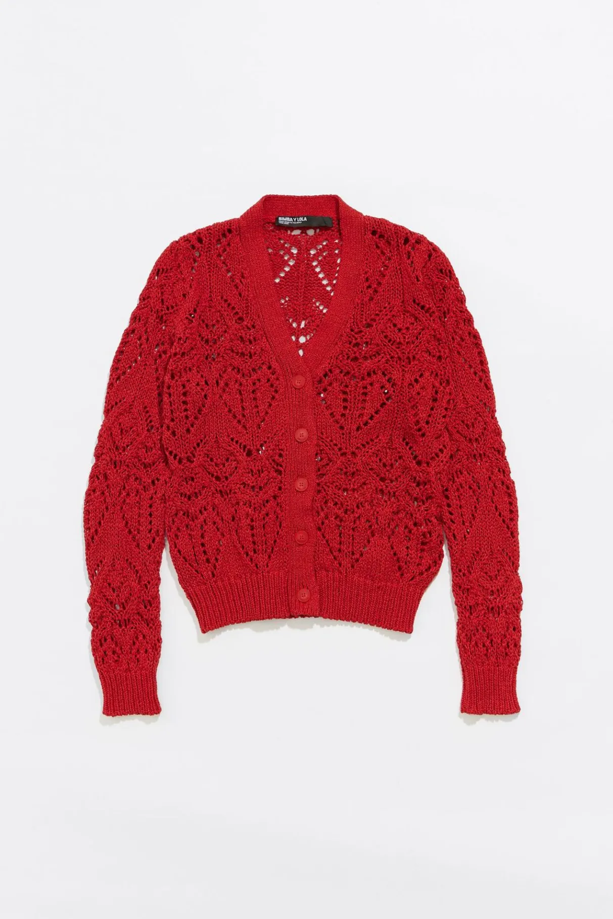 Mujer BIMBA Y LOLA Punto<Cardigan Recto Punto Calado Rojo