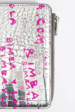 Mujer BIMBA Y LOLA Carteras Y Monederos<Cartera Grabado Cocodrilo Plata