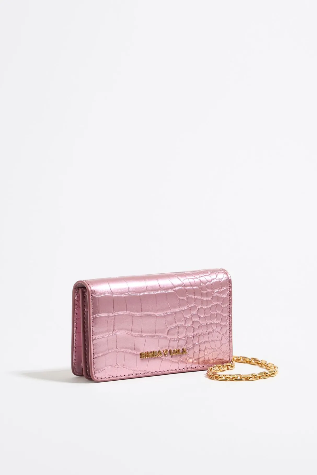 Mujer BIMBA Y LOLA Carteras Y Monederos<Cartera Solapa Grabado Cocodrilo Rosa Claro
