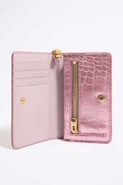 Mujer BIMBA Y LOLA Carteras Y Monederos<Cartera Solapa Grabado Cocodrilo Rosa Claro