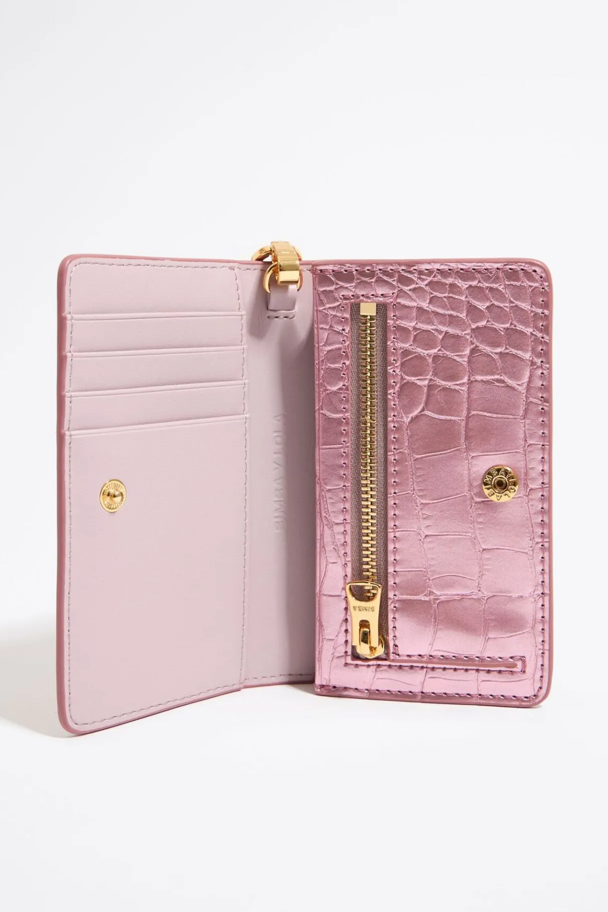 Mujer BIMBA Y LOLA Carteras Y Monederos<Cartera Solapa Grabado Cocodrilo Rosa Claro