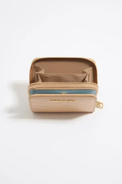 Mujer BIMBA Y LOLA Carteras Y Monederos<Cartera Solapa Grabado Cocodrilo Arena