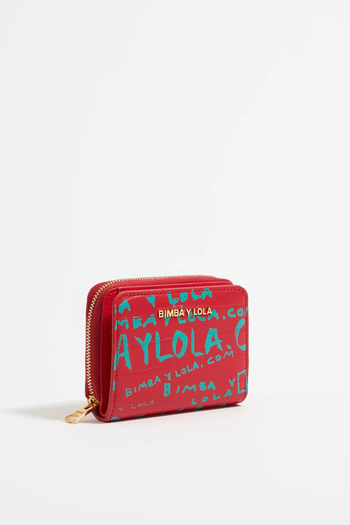 Mujer BIMBA Y LOLA Carteras Y Monederos<Cartera Solapa Grabado Cocodrilo Roja