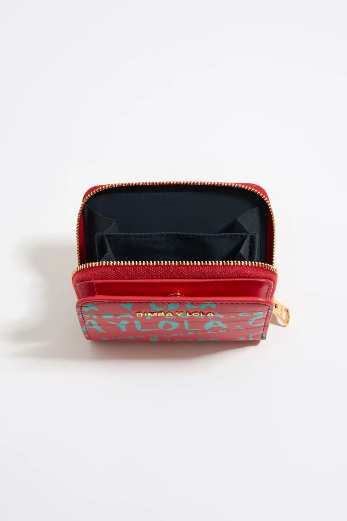 Mujer BIMBA Y LOLA Carteras Y Monederos<Cartera Solapa Grabado Cocodrilo Roja