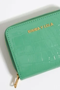 Mujer BIMBA Y LOLA Carteras Y Monederos<Cartera Solapa Grabado Cocodrilo Verde