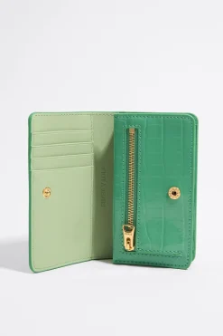Mujer BIMBA Y LOLA Carteras Y Monederos<Cartera Solapa Grabado Cocodrilo Verde