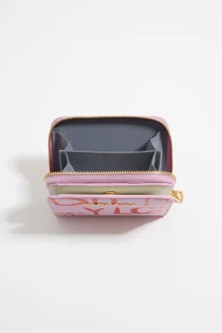 Mujer BIMBA Y LOLA Carteras Y Monederos<Cartera Solapa Grabado Cocodrilo Rosa