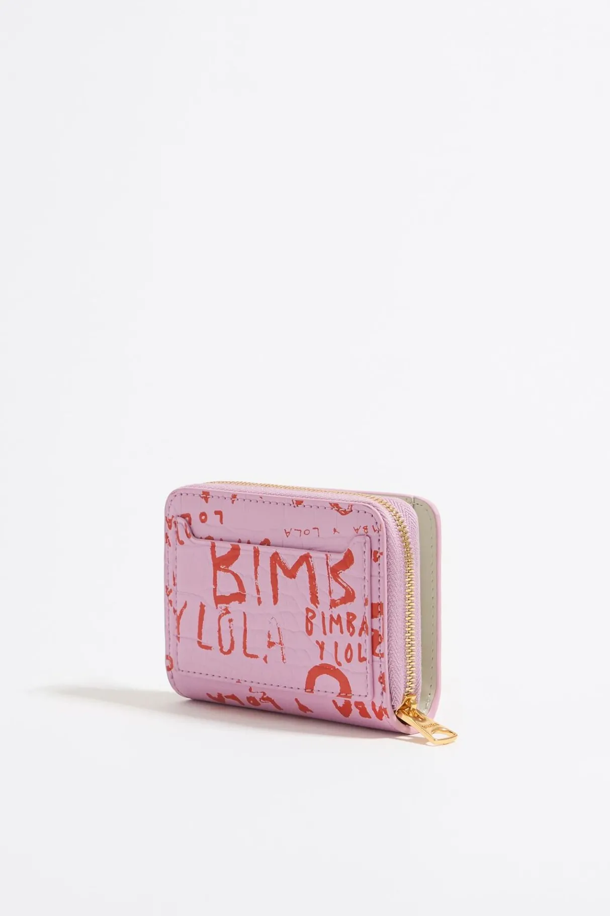 Mujer BIMBA Y LOLA Carteras Y Monederos<Cartera Solapa Grabado Cocodrilo Rosa