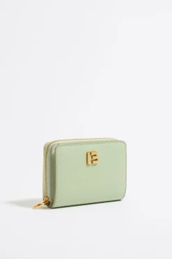 Mujer BIMBA Y LOLA Piel<Cartera Solapa Piel Verde Pastel