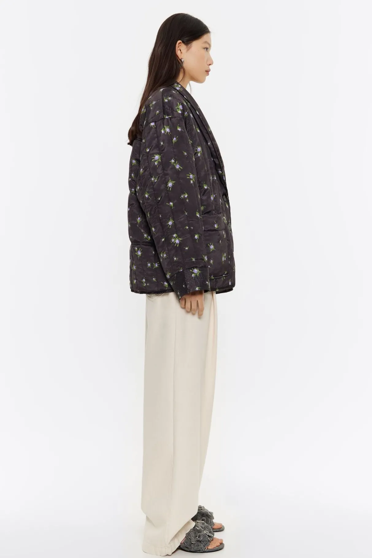 Mujer BIMBA Y LOLA Gabardinas Y Chaquetas<Cazadora Acolchada Flowers Negra