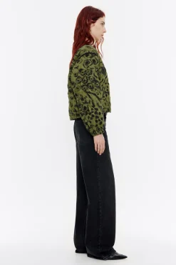 Mujer BIMBA Y LOLA Gabardinas Y Chaquetas<Cazadora Acolchada Lino Animal Mix Verde