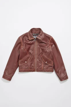 Mujer BIMBA Y LOLA Piel<Cazadora Corta Piel Marron