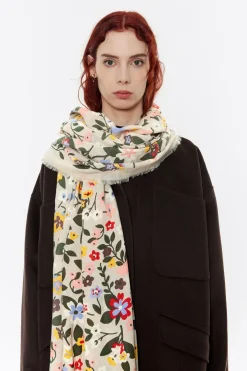 Mujer BIMBA Y LOLA Pañuelos<Chal Flores Y Jarrones Naif Gris