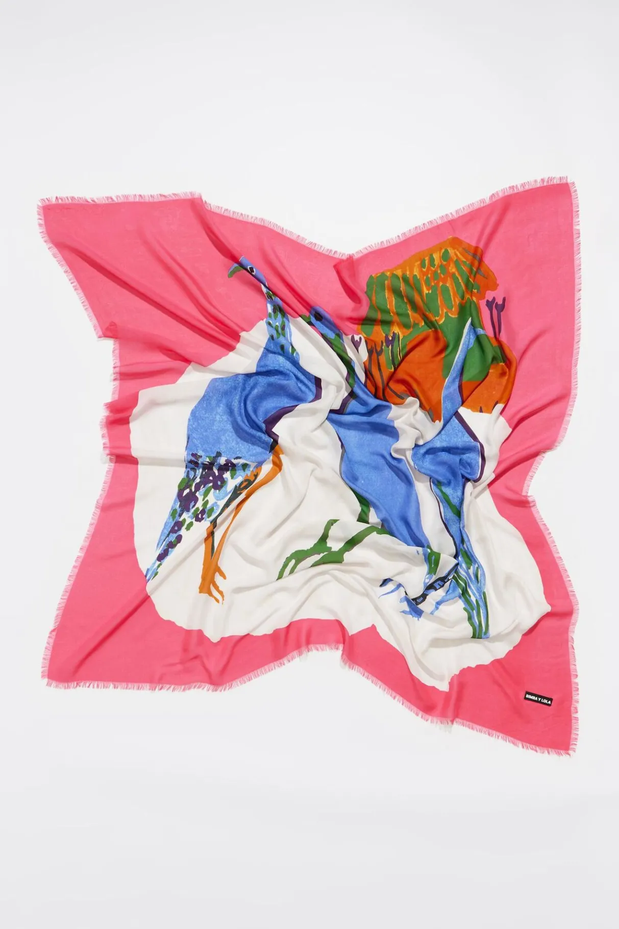 Mujer BIMBA Y LOLA Pañuelos<Chal Patos Acuarela Fucsia