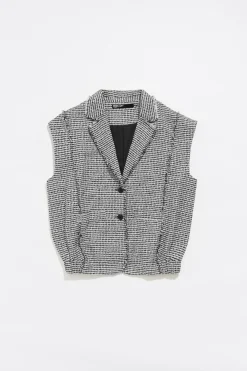 Mujer BIMBA Y LOLA Gabardinas Y Chaquetas<Chaleco Oversize Desflecado Tweed Marfil