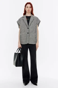 Mujer BIMBA Y LOLA Gabardinas Y Chaquetas<Chaleco Oversize Desflecado Tweed Marfil