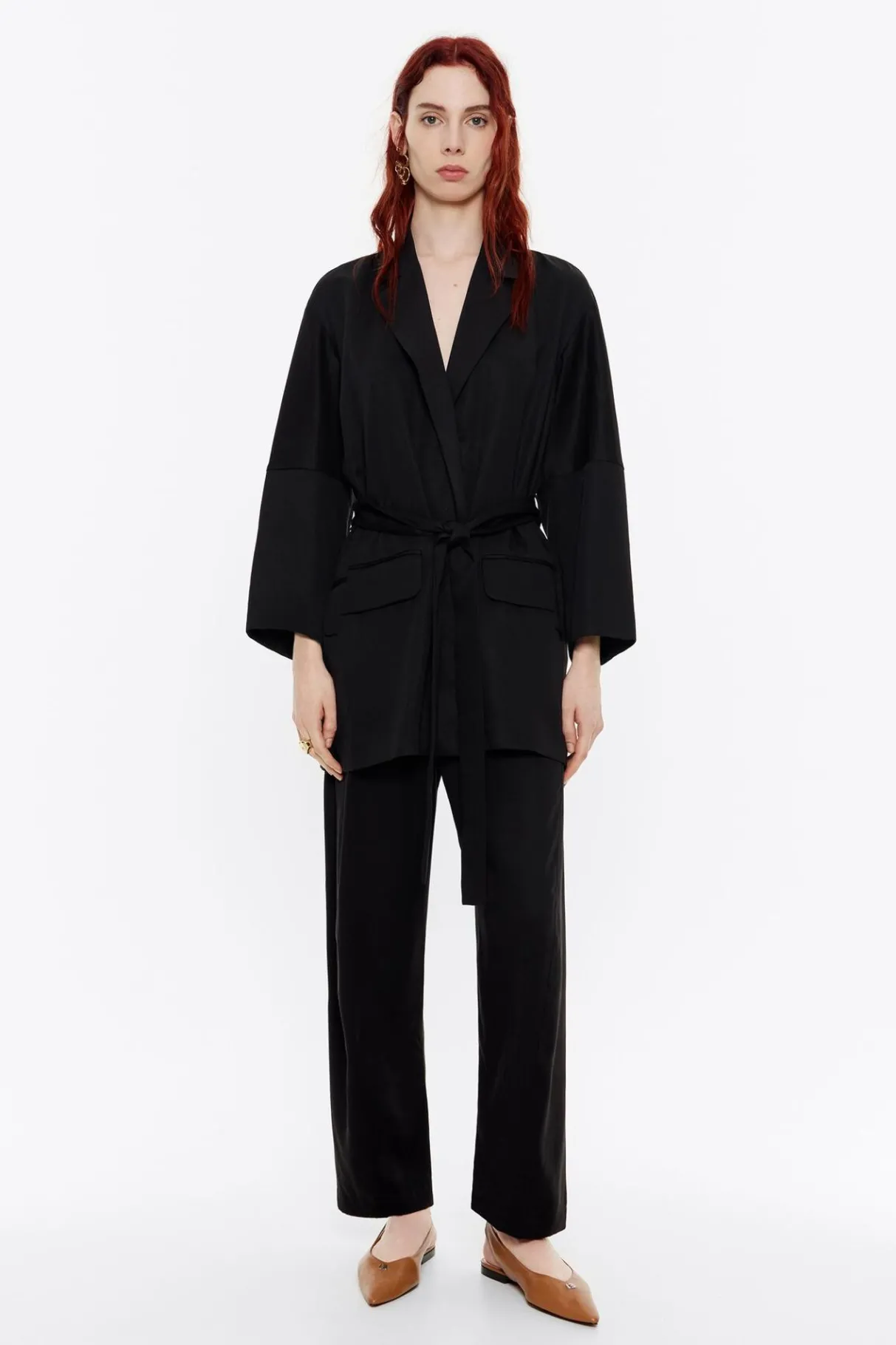 Mujer BIMBA Y LOLA Gabardinas Y Chaquetas<Chaqueta Fluida Cruzada Negra