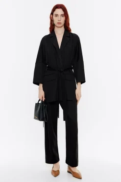 Mujer BIMBA Y LOLA Gabardinas Y Chaquetas<Chaqueta Fluida Cruzada Negra