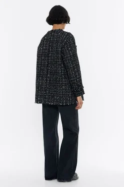 Mujer BIMBA Y LOLA Gabardinas Y Chaquetas<Chaqueta Tweed Desflecada Negra