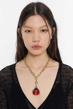 Mujer BIMBA Y LOLA Collares<Collar Cadena Y Mariquita Rojo
