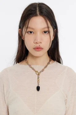 Mujer BIMBA Y LOLA Collares<Collar Cadena Y Piedra Negra