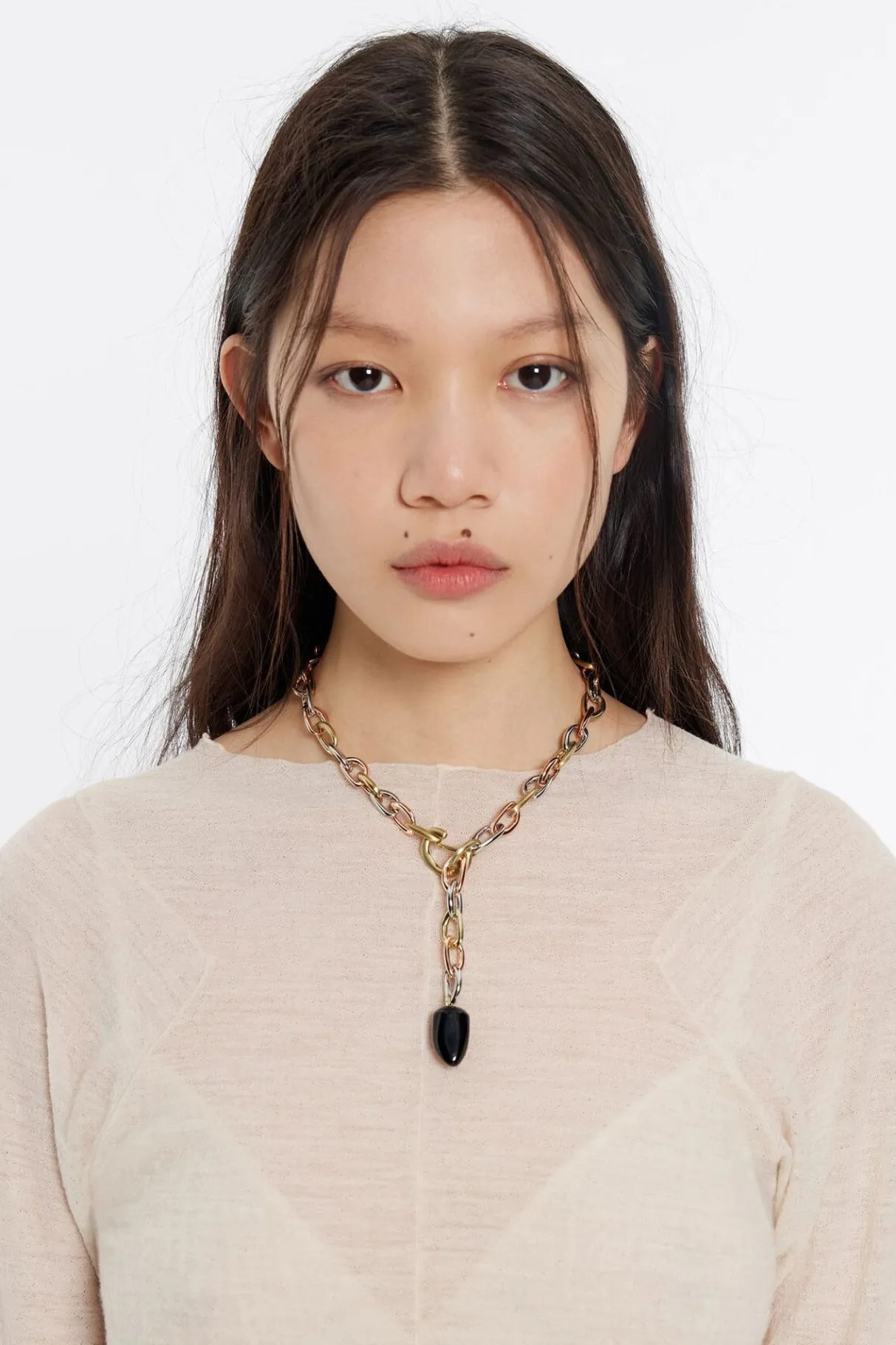 Mujer BIMBA Y LOLA Collares<Collar Cadena Y Piedra Negra